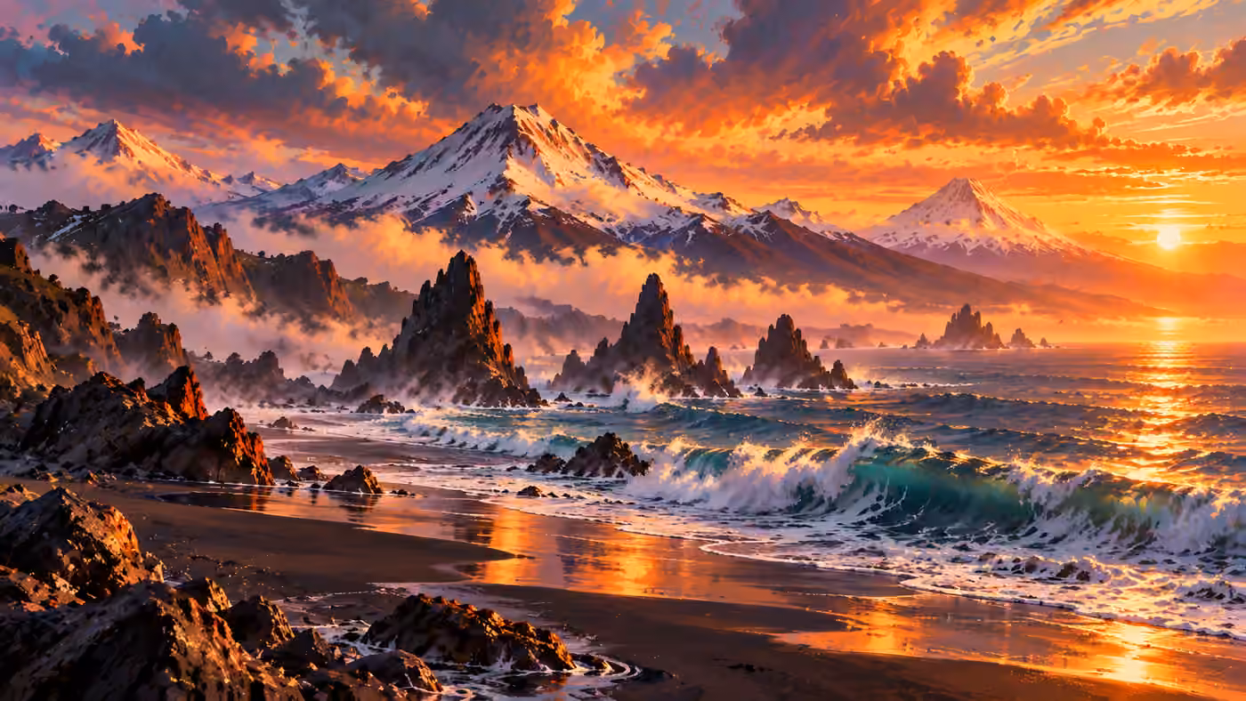 Kamchatka Pacific coast and volcanoes